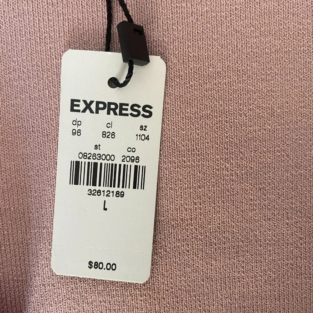 Express Pink Long Sleeve Crop Top w Ruffle Detailing Size Large NWT - Picture 6 of 8